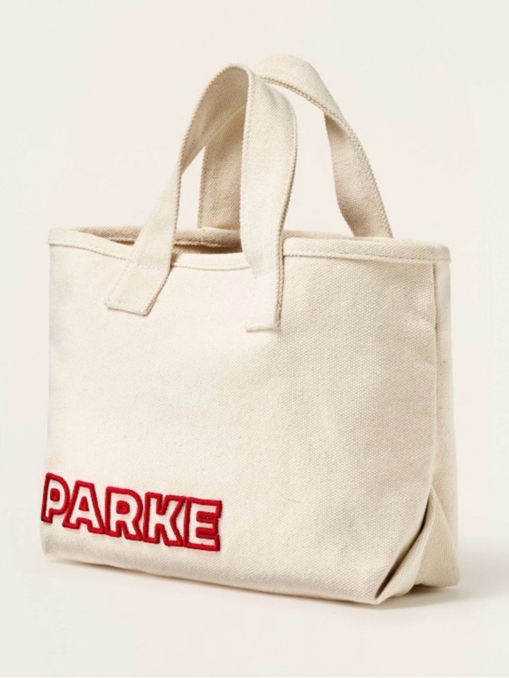 Parke x Target - Mini Canvas Tote Bag in Natural Cream with Red Embroidered Logo - Picture 15 of 16